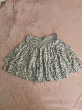 Sienna Sky Cream Mini Skirt with Blue Floral Print